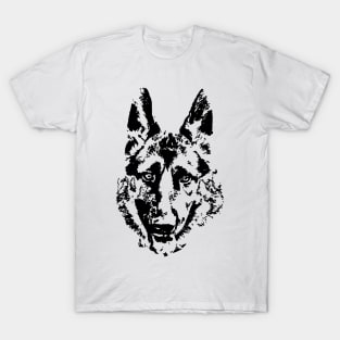 Black and white image - german shepherd dog for animal lovers T-Shirt